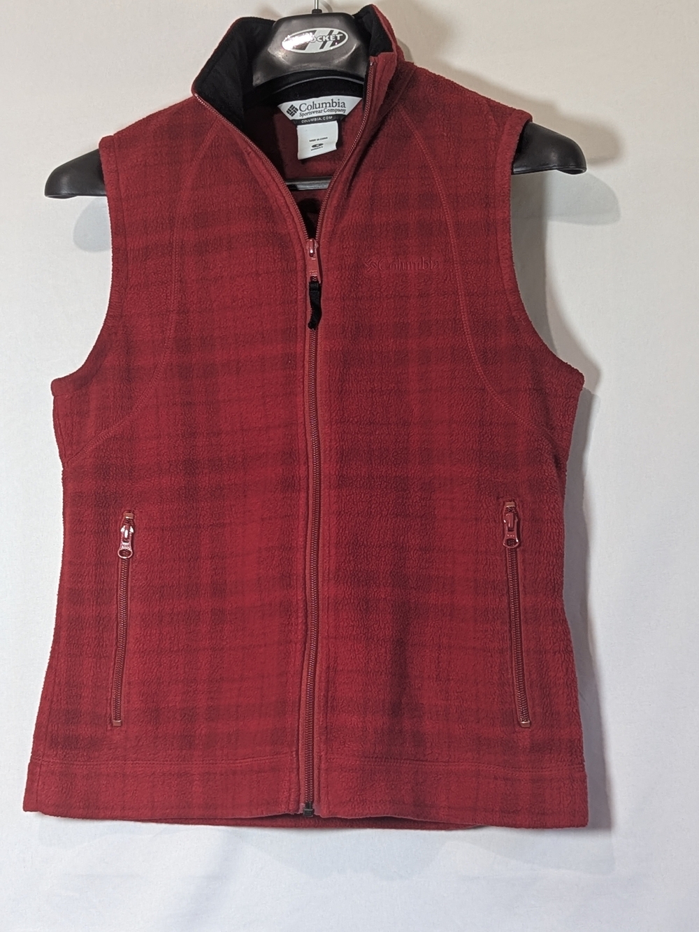 Columbia Women’s Red Fleece Vest Size Small Full Zip Outdoor